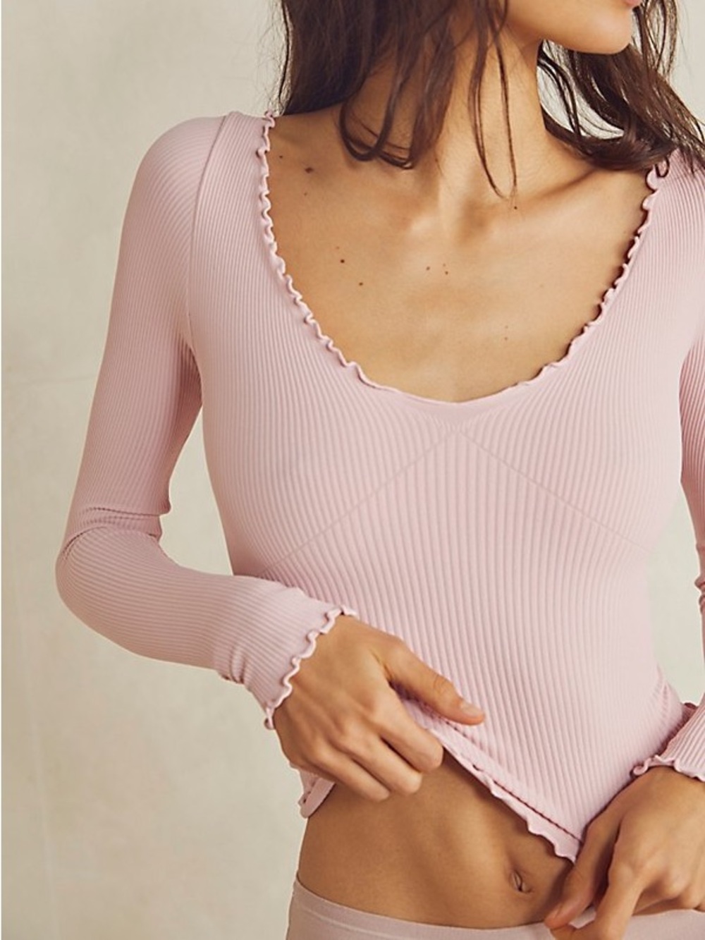 Free People Intimately - Easy to Love Seamless Long Sleeve Blush Pink XS